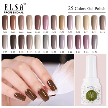 

ELSA 12ml UV Gel Nail Polish Set 25 colors Pure Color LED Gel Lacquer Pink Nude Series Soak off Manicure Art Gel varnishes