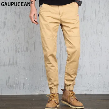 

Men Trousers 98.8% Cotton 1.2% Spandex Spring Summer Soft Khaki Grey Green Slim Male Solid Young Full Length Man Harem Pants