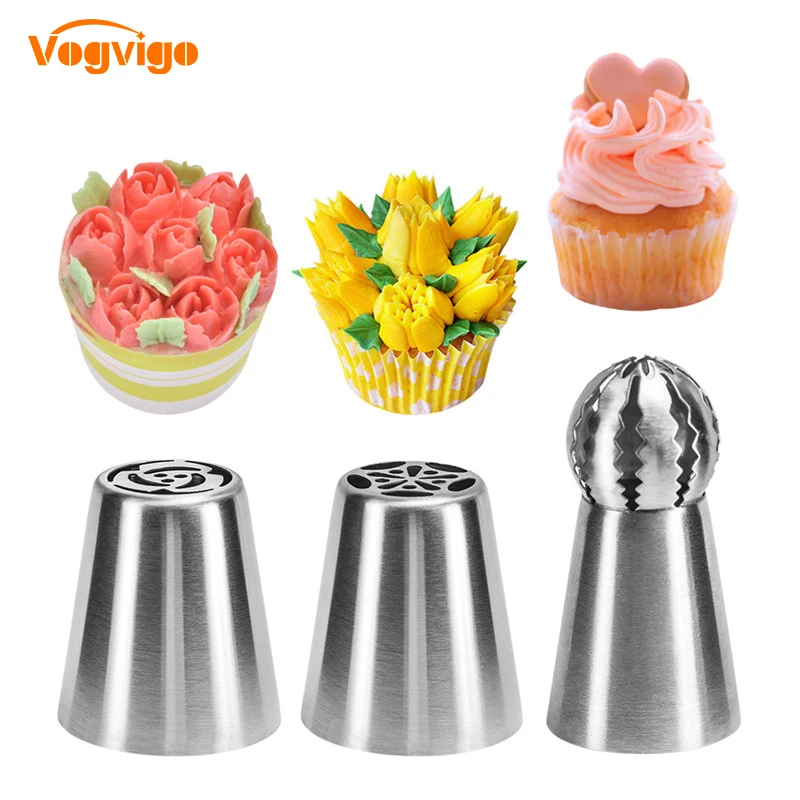 

VOGVIGO 3PCS Cake Decorating Tools Sugar Craft Pastry Tools DIY Icing Nozzles Flower Decoration Confectionery Nozzles