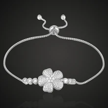 Zlxgirl три цвет покрытия Регулируемый Простые браслеты браслет ювелирный бренд кубического циркония цветок Свадебная вечеринка горячий подарок