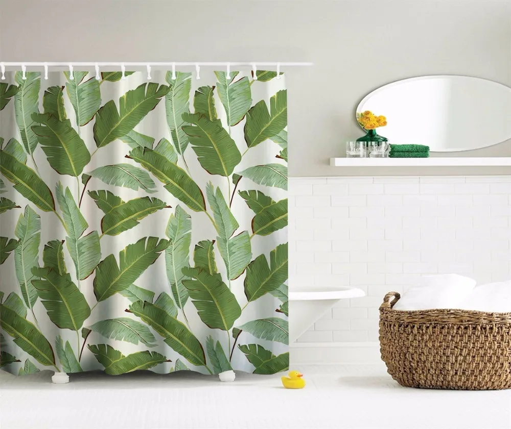 Tropical plants Banana leaves Waterproof Shower Curtain Polyester