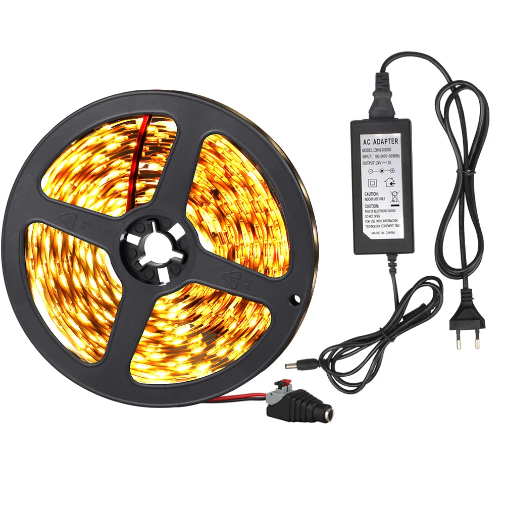 

24V LED strip 5050 flexible light 60led/m 5m/lot RGB Diode Tape+44Key Remote+24V for Home Party Decoration Lights