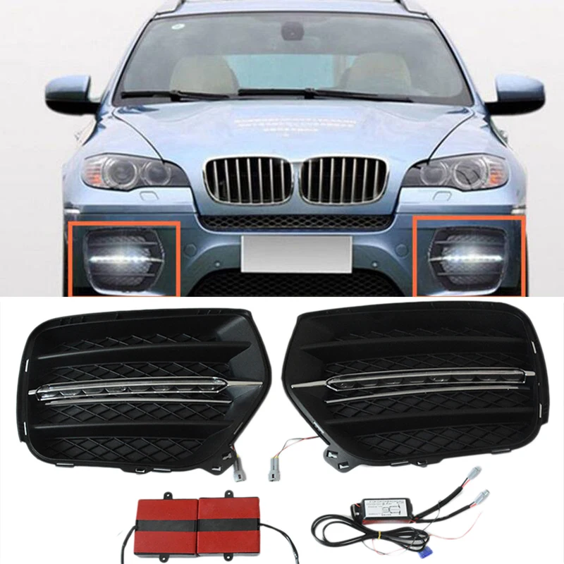  1Set White LED Daytime Running Lights DRL Front Fog Lamps 1:1 replacement for BMW X6 2008 2009 2010 - 32831265112