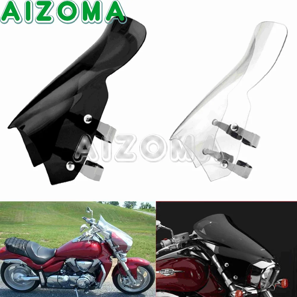 Motorcycle PC Windshield WindScreen w/ Bracket Black/Smoke/Clear Wind