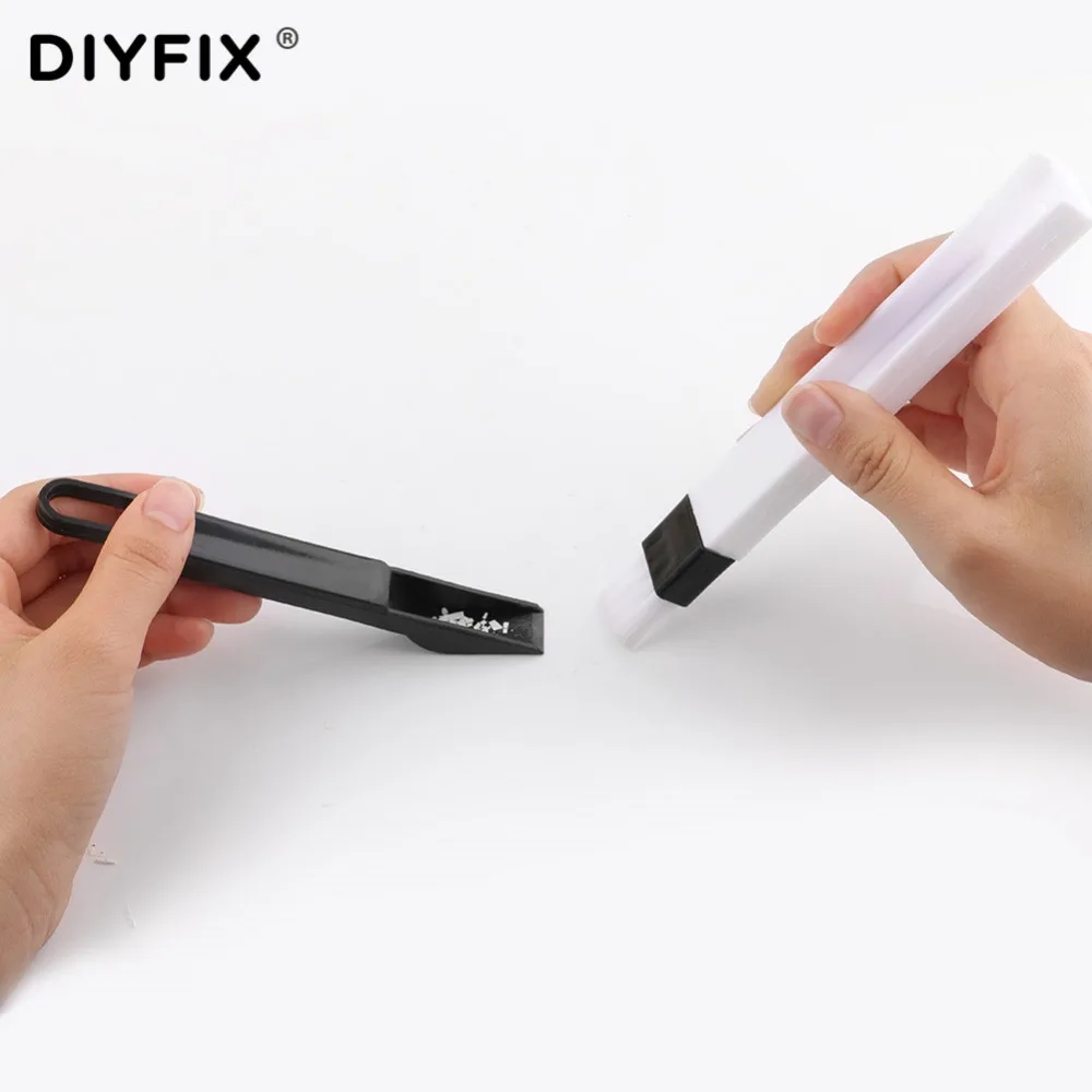 DIYFIX многоцелевая щетка для пыли с совком складная нейлоновая щетка для чистки клавиатуры Nook PCB ремонт пайки набор инструментов