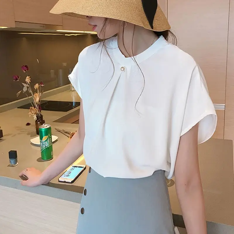 

Chiffon Blouses 2019 Female Butterfly Sleeve Shirt Elegant Summer OL Blouse and Tops Work Wear Office Blusas Femininas