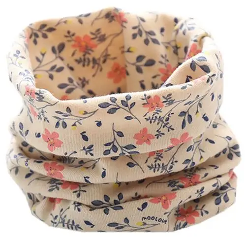 beige flower Новинка; сезон осень-зима; шарф из хлопка для девочек; Детский шарф; нагрудный шарф для мальчиков и девочек с круглым кольцом; милый детский шарф с воротником; Bufandas - Цвет: beige flower