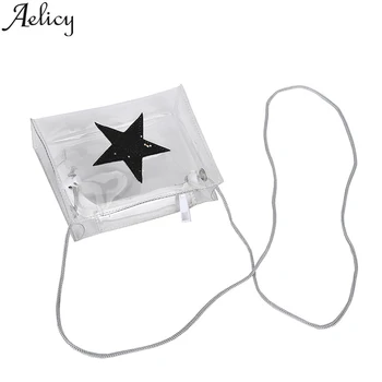 

Aelicy Fashion Lady Transparent Sequins Stars Small Bag Mobile Phone Bag Luxury Handbags Women Bags Designer Women Pocket
