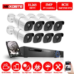 HKIXDISTE 8CH NVR POE CCTV системы комплект 2MP 1920 P 1080 P Крытый открытый пуля POE IP камера безопасности наблюдения 2 ТБ HDD