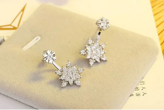 Новые серьги Модные ювелирные изделия милые снежинки серьги женские Кристаллы серьги-гвоздики из Индии brincos