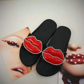 

2020 New Women Slippers Sexy Lips Slides Summer Fashion Cute Platform Slip On Casual Sandals Soft Ladies Footwear Shoes Female