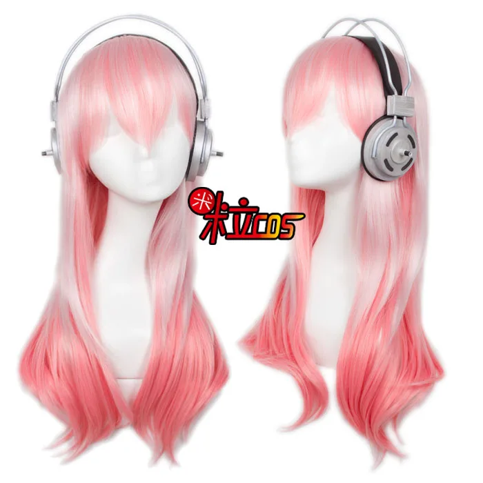 Японский Супер SONICO косплей парик с Hairnet розовый косплей парик Costme Prop гарнитура наушники