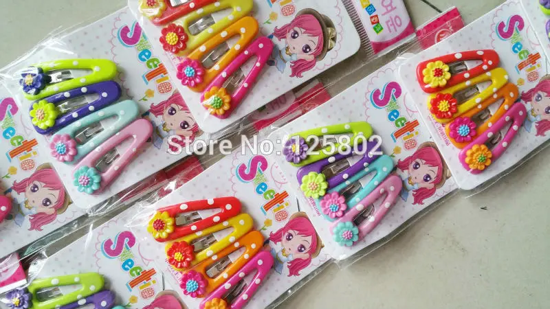 

Free shipping Novelty Baby Hairpins Children Girls Clips 37mm Mixed Colors Hair Accessories 24pcs(4pcs/cards)