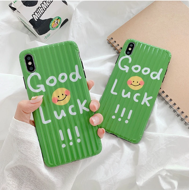

Green Smile Face Pattern TPU Soft Case For iPhone 7 8 Plus Shockproof Case For iPhone X XS Max XR 6s 6 Plus Phone Cover Funda