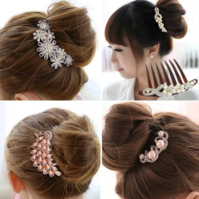 

Fashion Pearl Flower Hair Combs Hairpin Kanzashi Accessories For Women Girls Bun Hair Clips Pin Styling Tools Headwear Ornaments