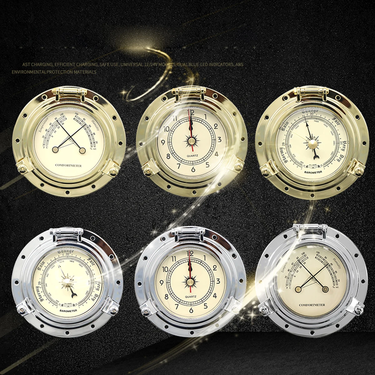 

Gold Chrome Roman Retro Temperature Humidity Meter Car Boat Caravan Motormen Yacht Dedicated High Quality Thermo-hygrometer