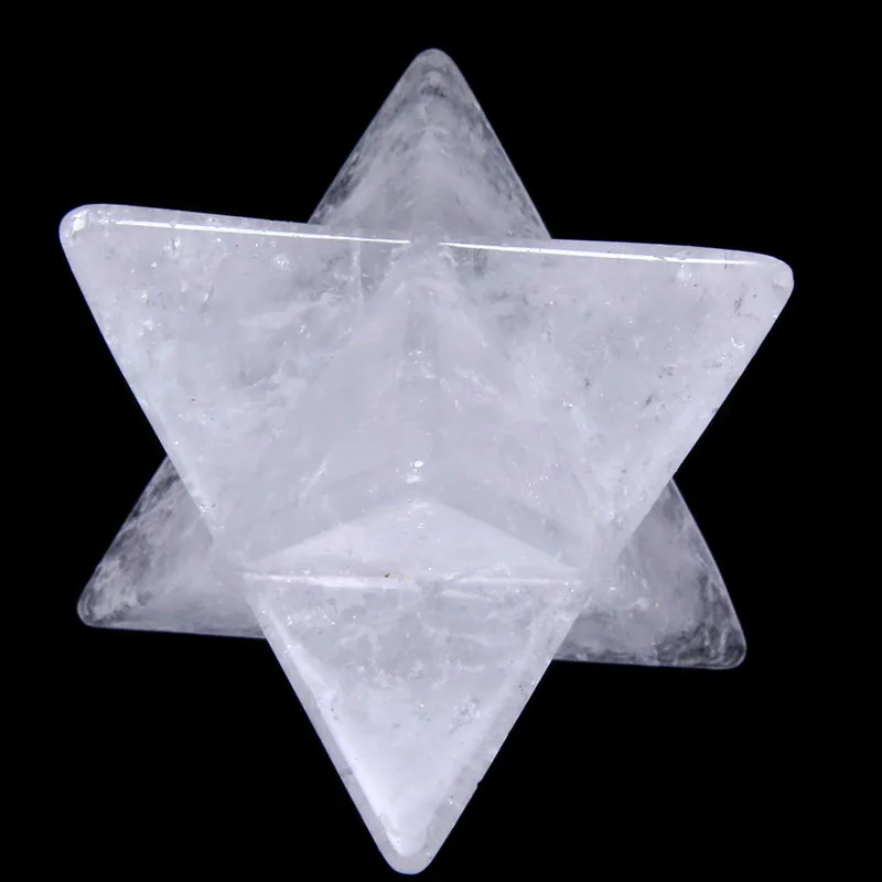 

White Stone Quartz Crystal Merkaba Stone Carved Hexagram Six-pointed Star Pendulum Handmade Meditation Healing Home Ornament