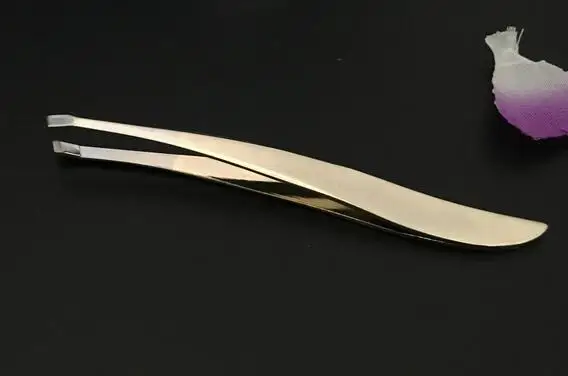 

Hot Pro Pearl Gold Women Stainless Steel Hair Removal Eyebrow Tweezers Clip Beauty Makeup Tools