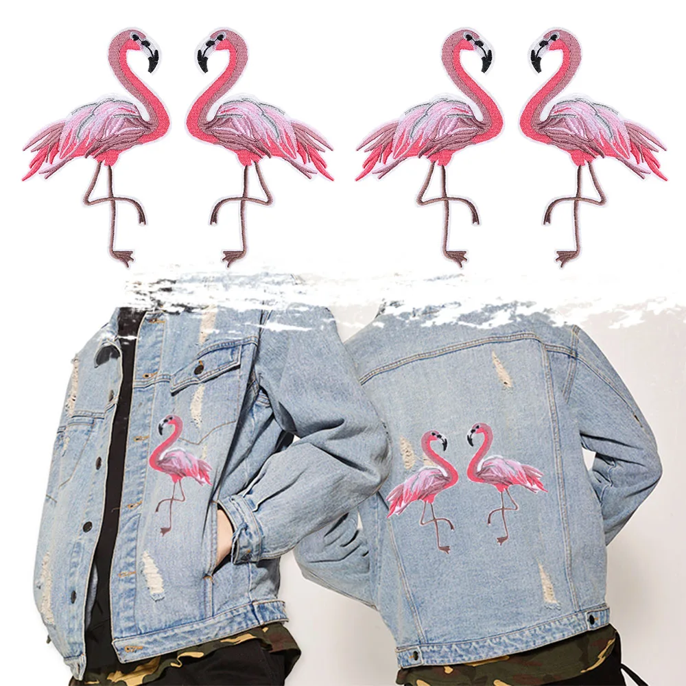 2 шт Красный Фламинго аппликация вышивка патч для одежды Пришивные наклейки для одежды украшения одежды