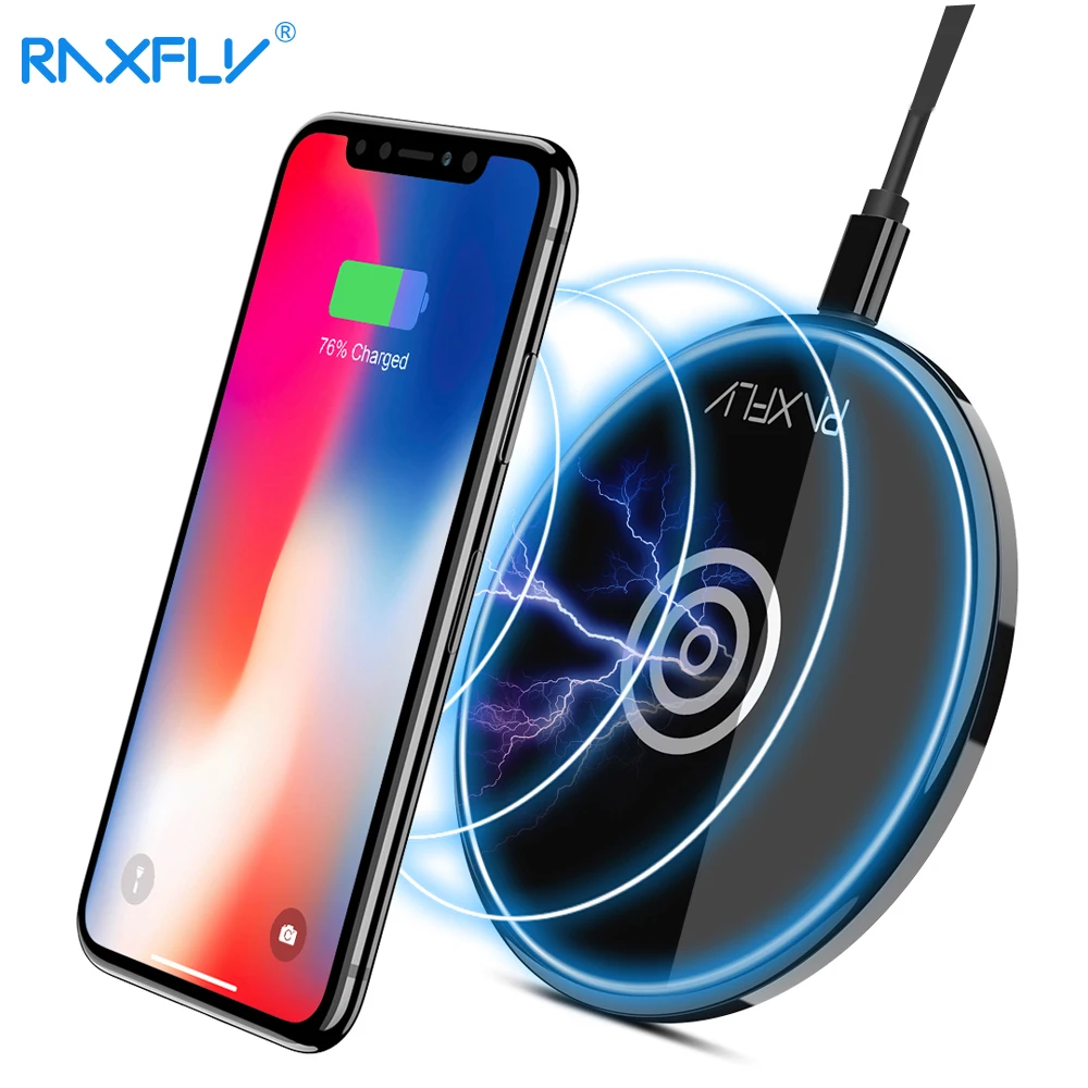 RAXFLY Ци Беспроводное зарядное устройство для iPhone X 8 плюс 5 Вт беспроводной быстрое
