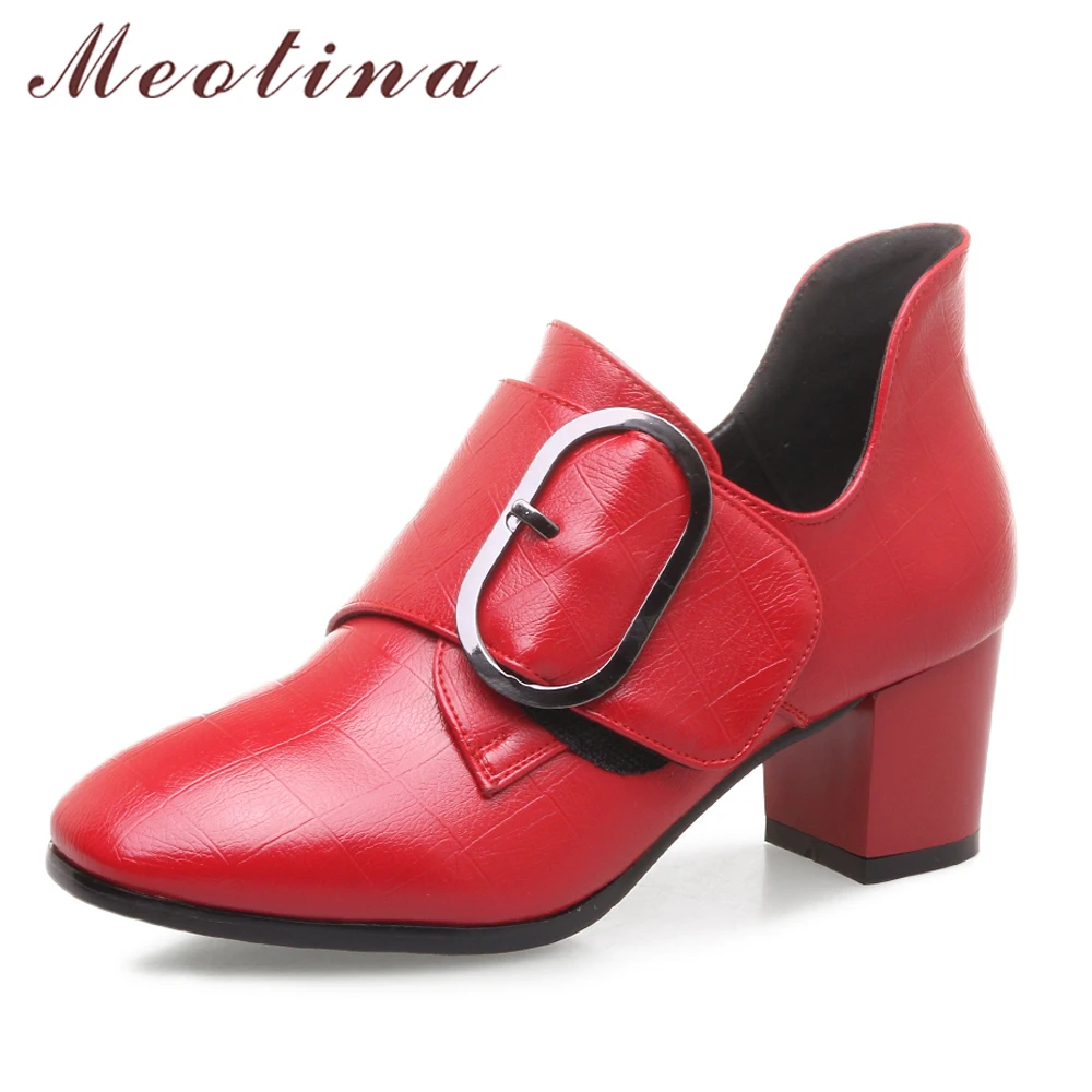 red block heel shoe