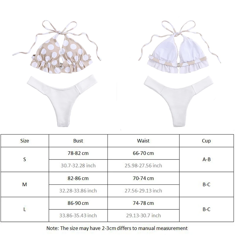 Megartico купальник женский трусики бикини с принтом в горошек Купальник женский на завязках 2018 шейный push up двойка леди пляжный ванный комплект