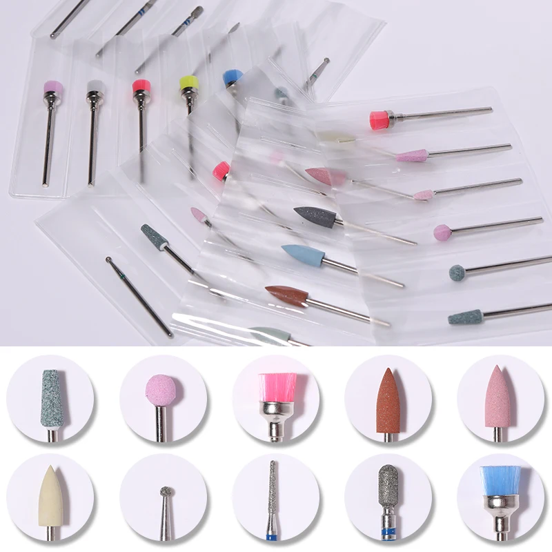 

6Pcs/Set Nail Drill Bits Grinding Cutter Remove UV Gel Mixed Patterns Nail Art Design Tools