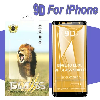 

1000pcs 9D Full Cover Tempered Glass For iPhone 11 Pro Max XS XR X 8 7 6 6S Plus Anti-Scratch Screen Protetcor With Yellow Box