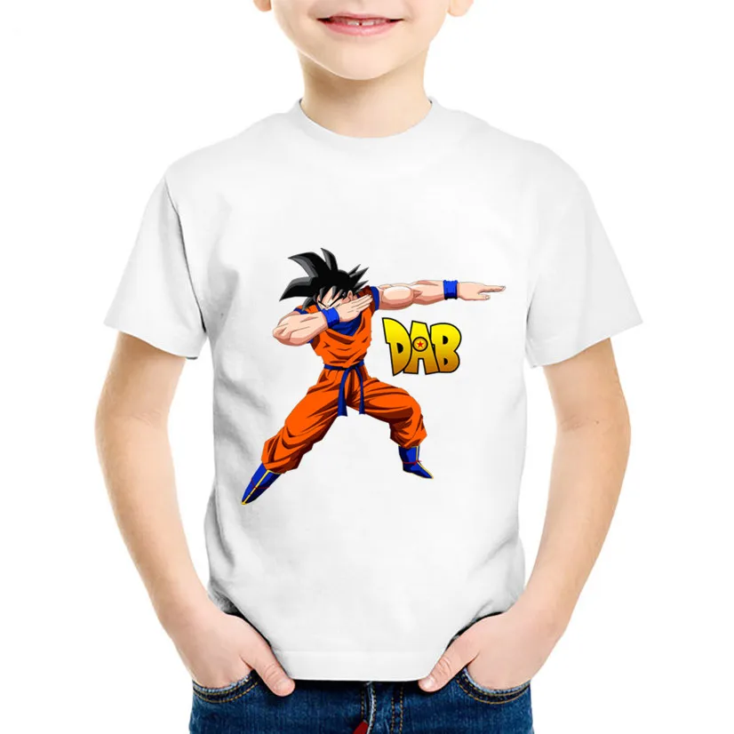 Детские Забавные футболки с принтом аниме «Гоку», детские летние футболки с драконом, повседневные топы, одежда для маленьких мальчиков и девочек, HKP2184 - Цвет: white-A