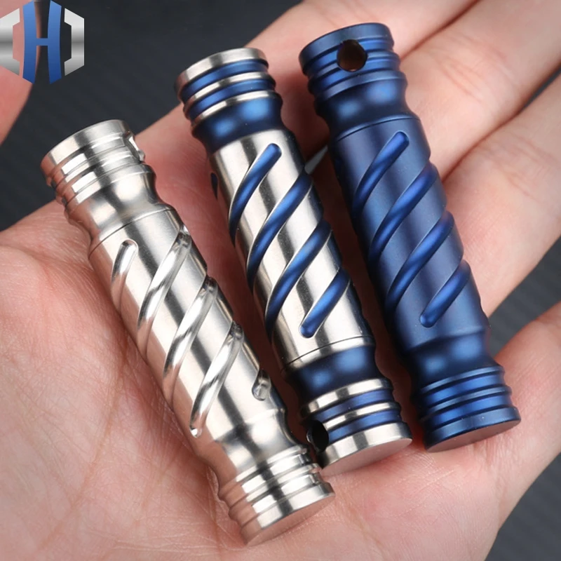 

High-end Portable Titanium Alloy Blue Waterproof Bottles Canister Medicine Seal Capsule Bottle EDC Outdoor Tool