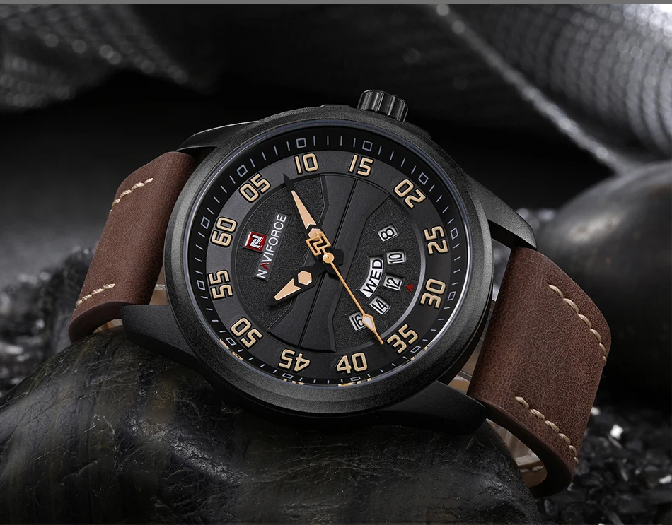 Luxury Brand NAVIFORCE Men Fashion Casual Watches Men's Quartz Clock Man Leather Strap Army Military Sports Wrist Watch NF9124