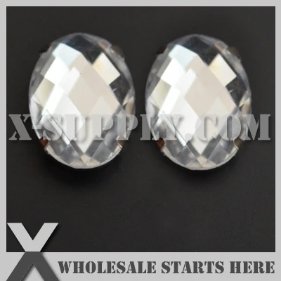 

13x18 мм смонтированный #2 прозрачный овальный акриловый штатив из серебряного никеля, пришивная оправа для обуви, одежды