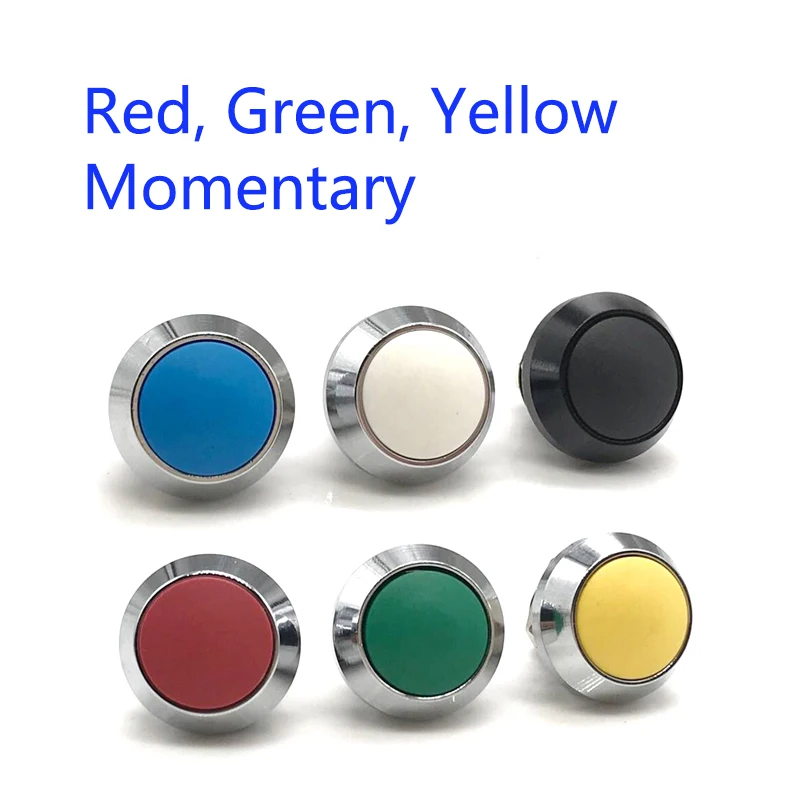 

3Pcs Metal 12mm Thread Red Green Yellow Head Momentary Push Button Switch