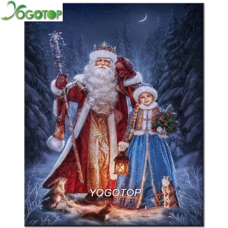 

YOGOTOP 5D Diamond Painting Cross Stitch Sets DIY Diamond Embroidery Santa Claus and girls Full Mosaic Pattern Christmas VD646