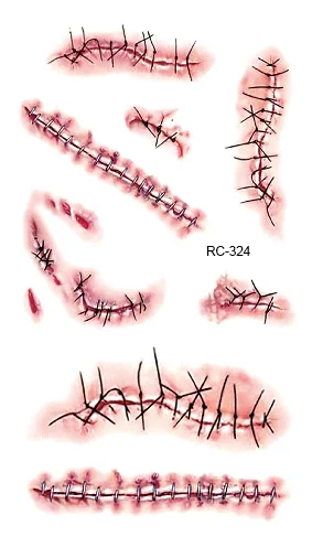 Rocooart поддельные татуировки Хэллоуин террор рана временная татуировка Реалистичная кровяная Татуировка травма шрам Татуировка наклейка лезвие бритвы 3D - Цвет: RC-324