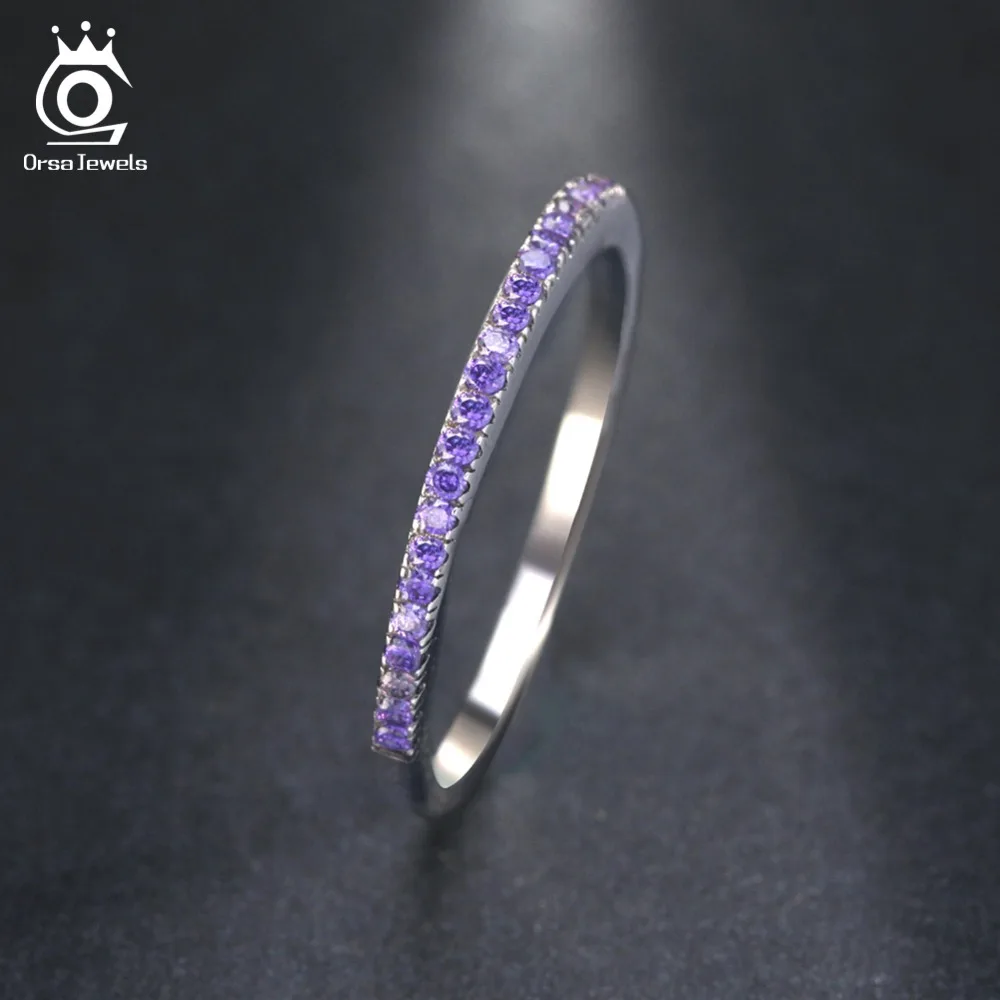 

ORSA JEWELRY Female Shiny Finger Ring Stylish With AAA Red And Purple Cubic Zircon Cute Eternity Women Ring Dating Jewelry AOR21