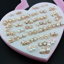 Модные женские ювелирные изделия 36 пар/лот светло-розовое золото серьги случайный стиль имитация жемчуга серьги-гвоздики в рождественской тематике подарок ME223