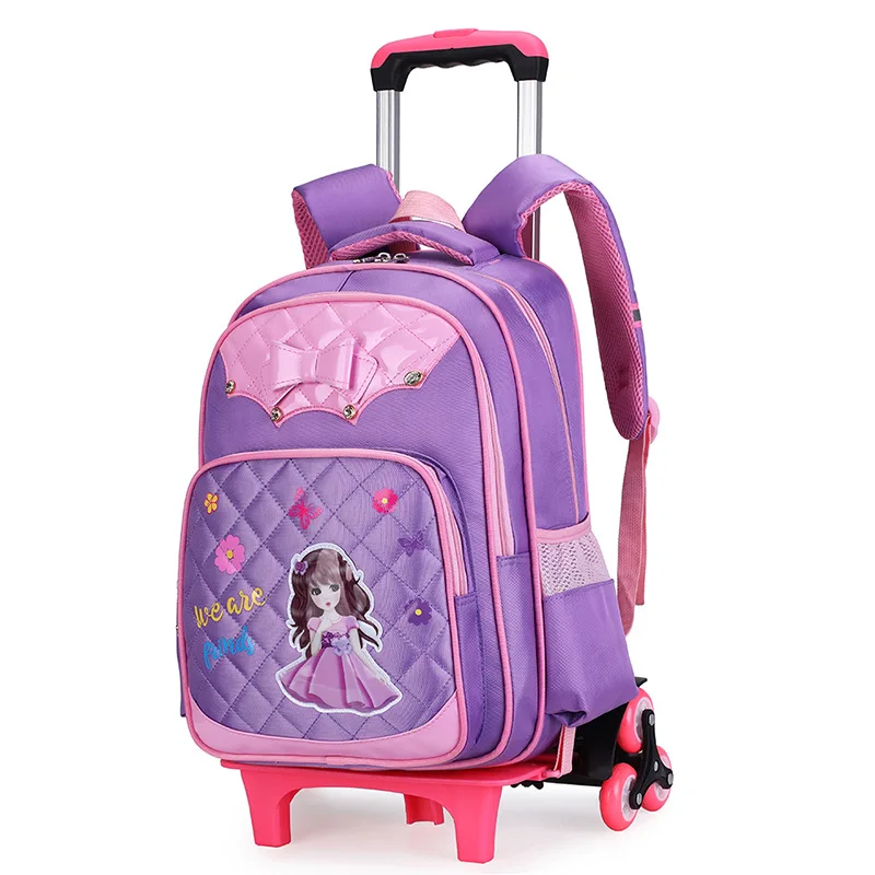 Модный детский рюкзак на колесиках, 2/6 колеса, школьная сумка-тележка для мальчиков и девочек, детская дорожная школьная сумка, рюкзаки