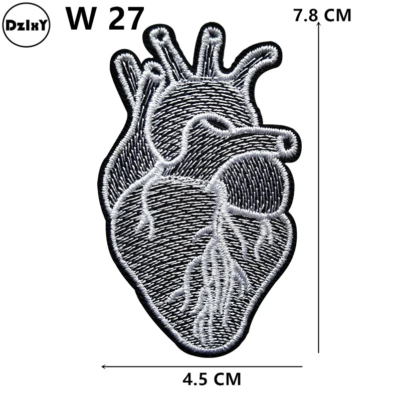 1 шт. нашивки с вышивкой в виде сердца для одежды, сделай сам, нашивки в полоску, наклейки для одежды, креативные значки, байкерские нашивки@ W