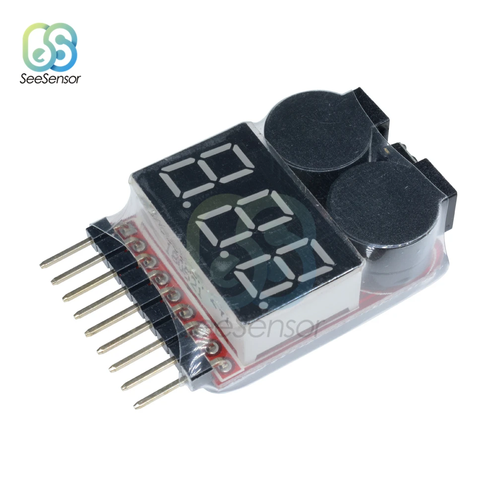

LED Digital 2 in 1 Low Voltage Buzzer Alarm 1S-8S Lipo Li-on Fe RC Battery Voltage Meter Monitor Tester