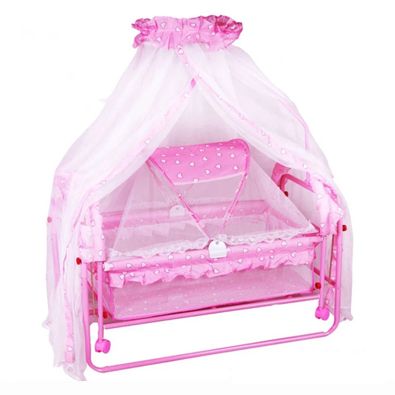 High Quality Solid Shaking Swing Cradle Baby Bed With Mosquito Netin