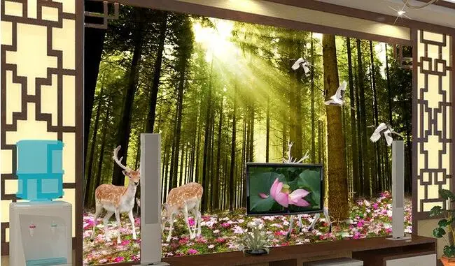 

3d wallpaper custom mural non-woven wall stickers Hd dreamy forest sika deer background wall painting 3d wall murals wallpaper