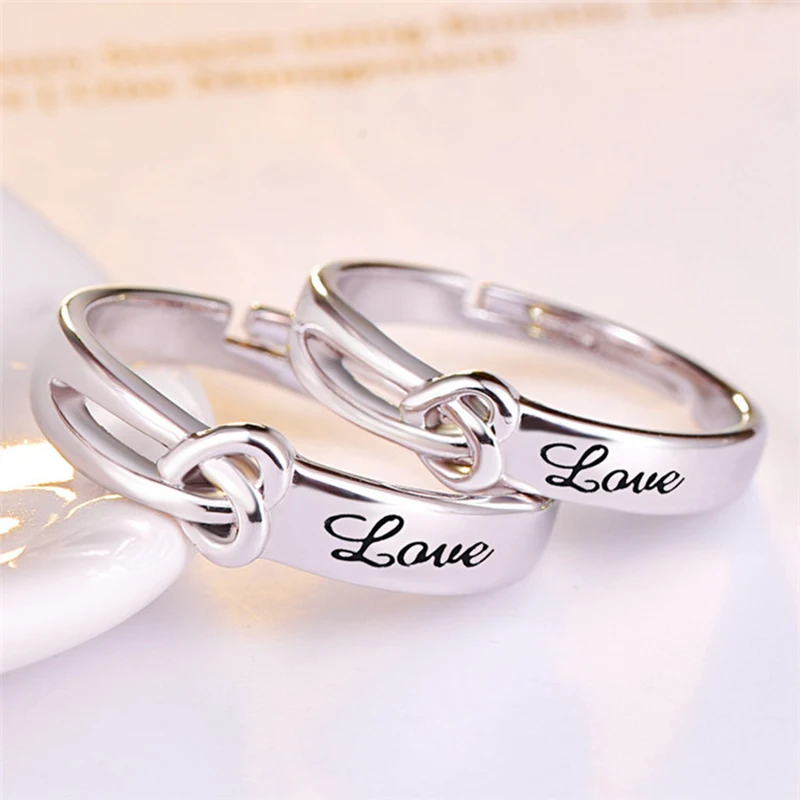 Personalized Stainless Steel Heart Couple Get Married Wedding Ring 2pcs/pair