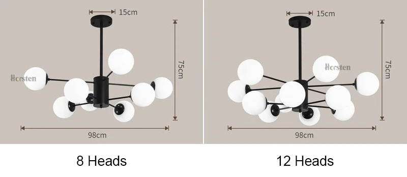 Horsten Nordic Creative Magic Bean Pendant Lights 6812 Heads Glass Ball Pendant Lamp For Living Dining Room Cafe Restaurant E27 (1)
