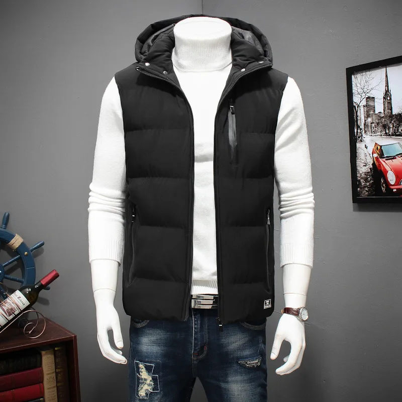 

Plus Size 6XL 7XL 8XL Mens Parka Hooded Sleeveless Jacket Hooded Waistcoat Winter Casual Warm Padded Men's Vest jackets coats