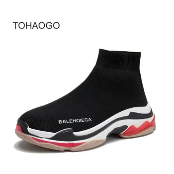 

2018 Spring and Autumn Latest Knitted Stretch Socks Shoes Plus Size casual Women shoe thick bottom sneaker Female huarche