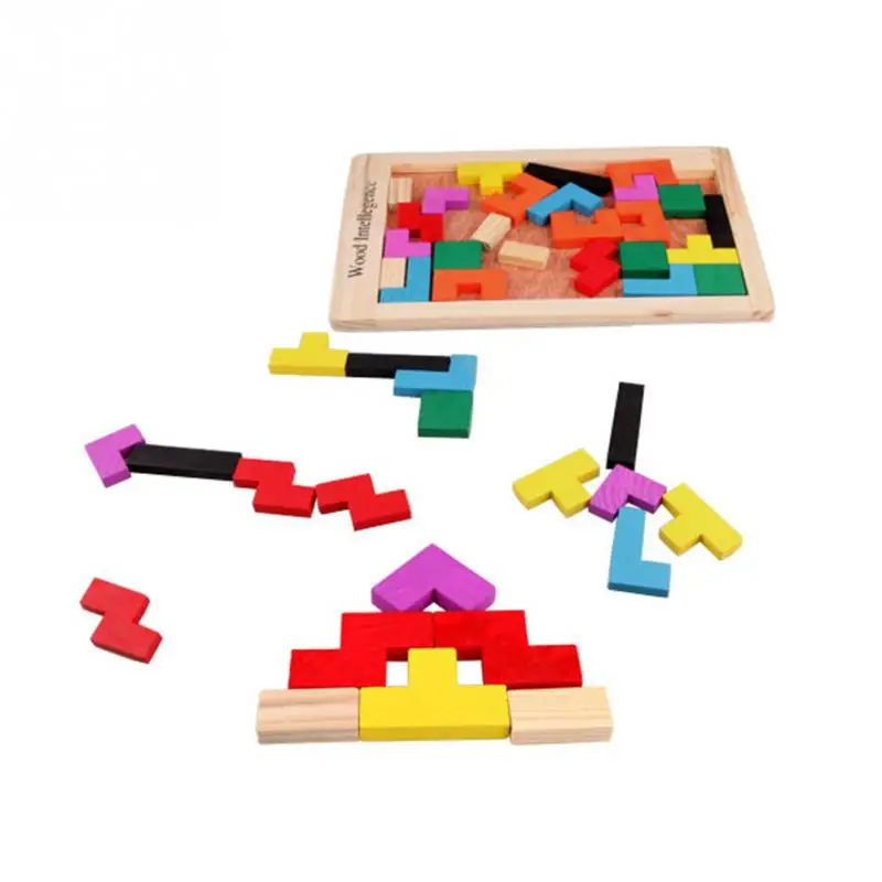 Дети деревянные игрушки Красочные строительные блоки трек детские игра игрушка