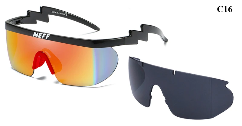 Новые модные солнцезащитные очки NEFF для мужчин/женщин унисекс классический бренд ретро солнцезащитные очки Gafas De Sol Street 2 линзы женские очки - Цвет линз: C16