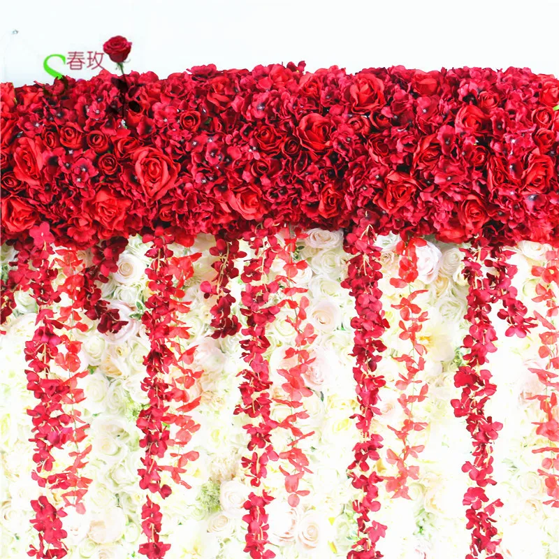 

SPR High quality 2m/lot wedding flower wall stage or backdrop decorative wholesale artificial flower table centerpiece