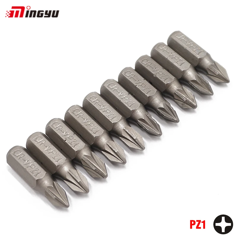 

10Pcs 1/4" PZ1 Hex Pozi Screwdriver Bits Tools Set Kit 25MM